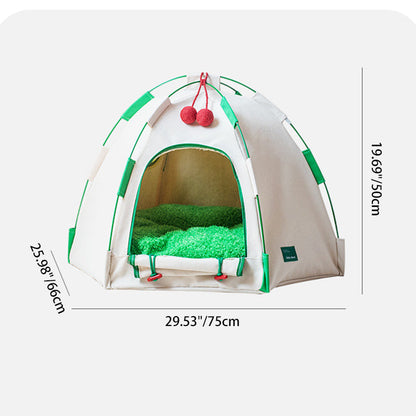 Contemporary Creative Cylindrical Canvas Plush Fabric Hemp Rope Fiberglass Pole Pet Tent Cat Bed For Bedroom