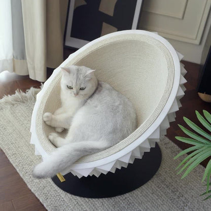 Contemporary Creative Oval Durian-Shaped Hemp Rope Silicone Metal Pet Bed Cat Bed For Bedroom