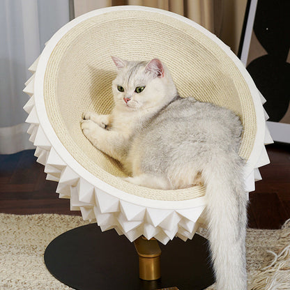 Contemporary Creative Oval Durian-Shaped Hemp Rope Silicone Metal Pet Bed Cat Bed For Bedroom