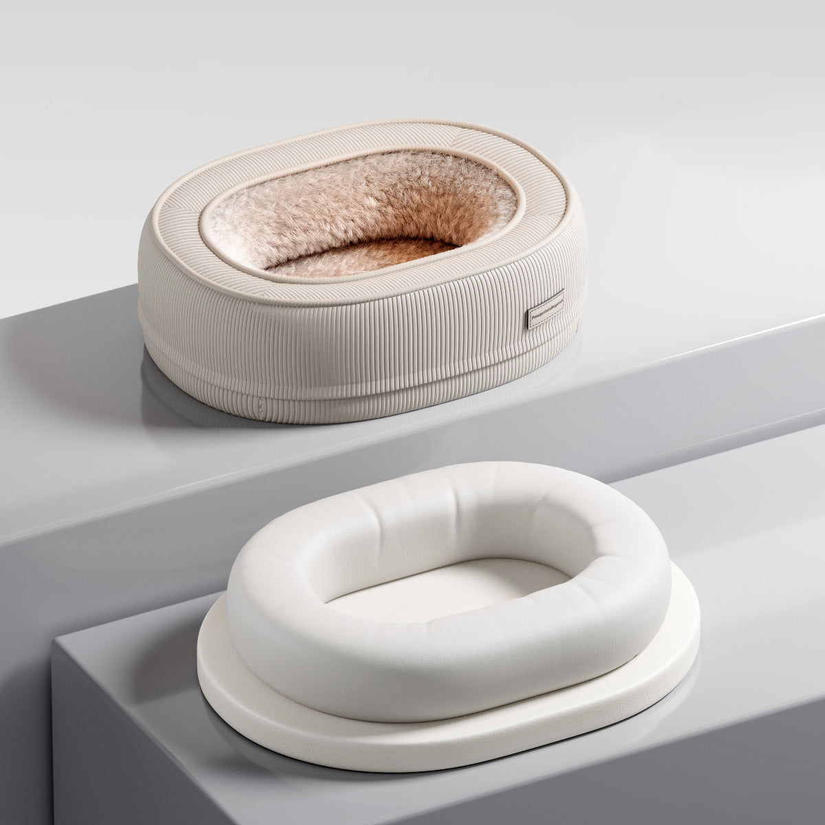 Modern Minimalist Oval Corduroy PP Cotton Thickened Dog Bed & Cat Bed For Bedroom