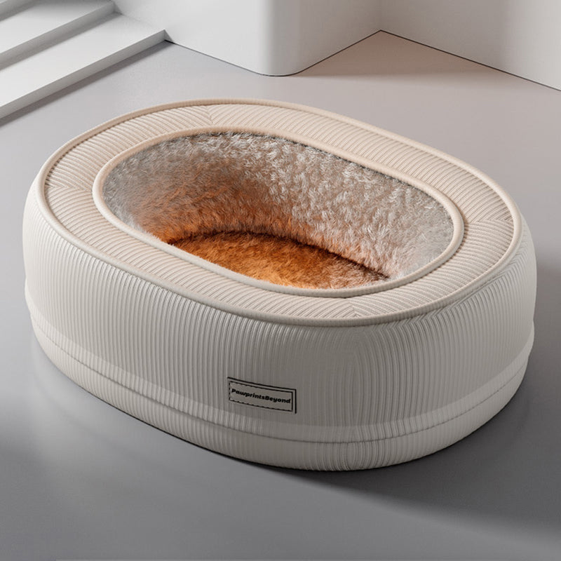 Modern Minimalist Oval Corduroy PP Cotton Thickened Dog Bed & Cat Bed For Bedroom