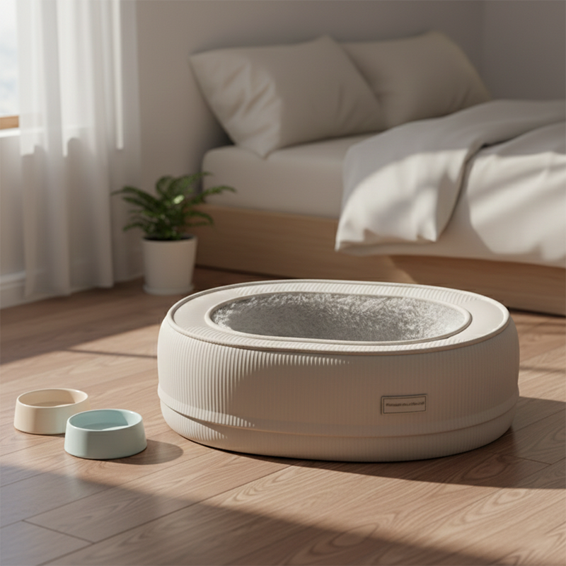 Modern Minimalist Oval Corduroy PP Cotton Thickened Dog Bed & Cat Bed For Bedroom
