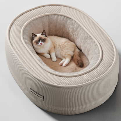 Modern Minimalist Oval Corduroy PP Cotton Thickened Dog Bed & Cat Bed For Bedroom
