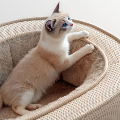 Modern Minimalist Oval Corduroy PP Cotton Thickened Dog Bed & Cat Bed For Bedroom