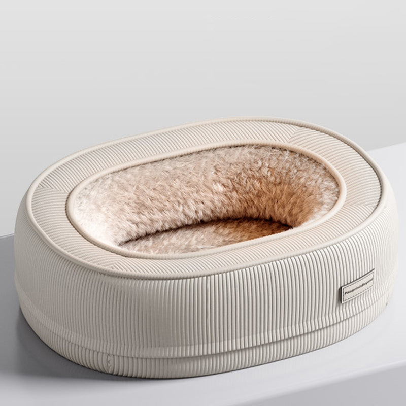 Modern Minimalist Oval Corduroy PP Cotton Thickened Dog Bed & Cat Bed For Bedroom