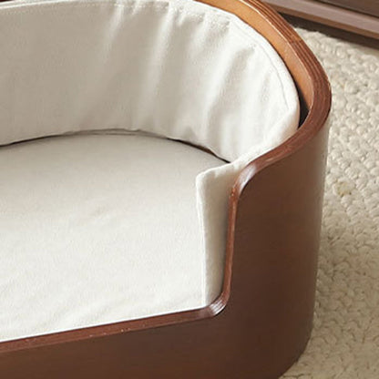 Modern Minimalist Rectangular Cotton-Linen Solid Wood Integrated Dog Bed & Cat Bed For Bedroom