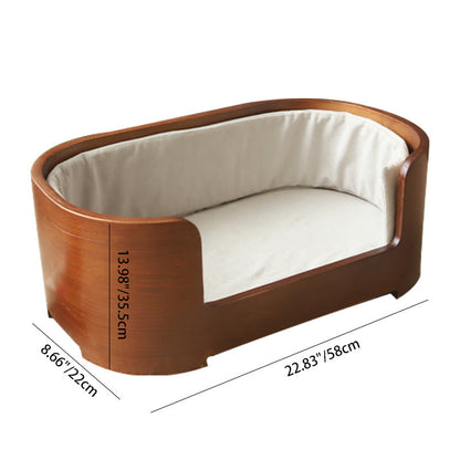 Modern Minimalist Rectangular Cotton-Linen Solid Wood Integrated Dog Bed & Cat Bed For Bedroom