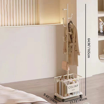 Modern Minimalist Rectangular Tree Branch Iron Movable Hall Tree 1-Storage For Bedroom & Entryways