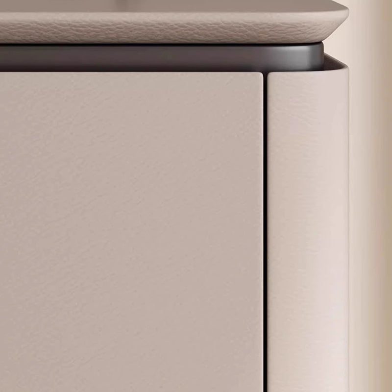 Modern Minimalist Rectangular Microfiber Leather Solid Wood Carbon Crystal Board Nightstand 2-Drawer For Bedroom
