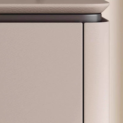 Modern Minimalist Rectangular Microfiber Leather Solid Wood Carbon Crystal Board Nightstand 2-Drawer For Bedroom