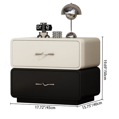 Modern Minimalist Rectangular Wave Handle Multi-Layer Plywood Nightstand 2-Drawer For Bedroom