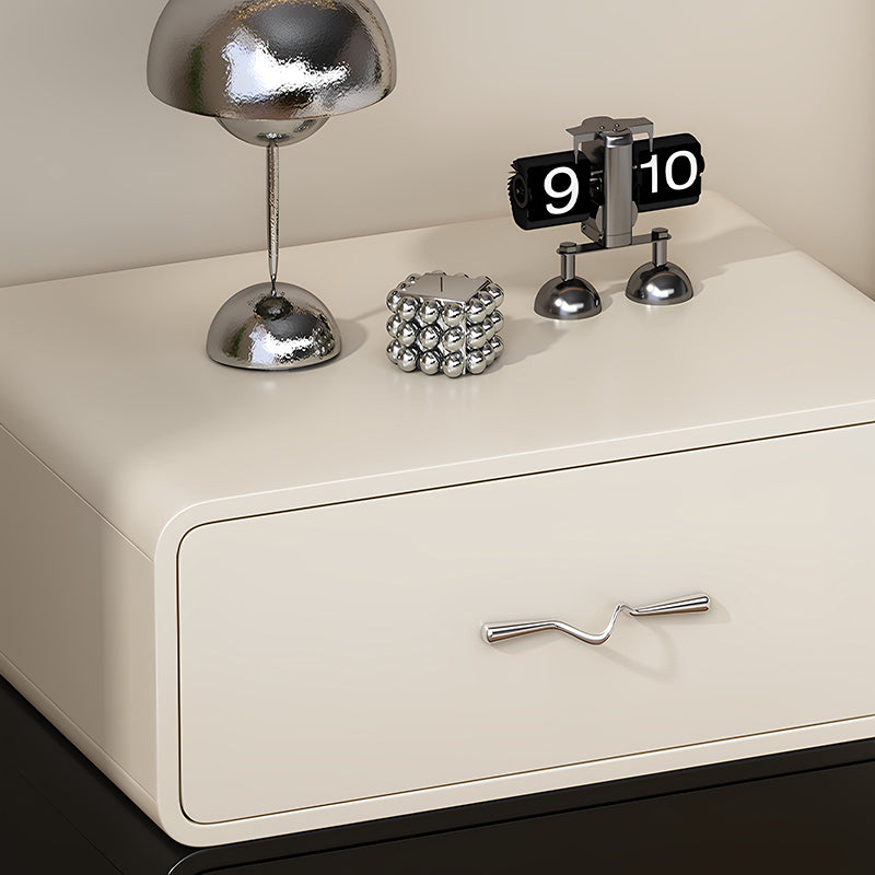 Modern Minimalist Rectangular Wave Handle Multi-Layer Plywood Nightstand 2-Drawer For Bedroom