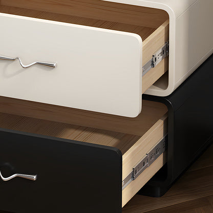 Modern Minimalist Rectangular Wave Handle Multi-Layer Plywood Nightstand 2-Drawer For Bedroom