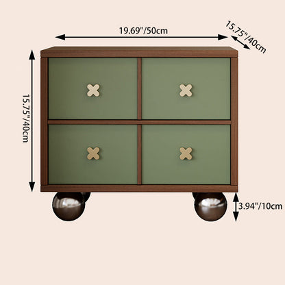 Contemporary Nordic Rectangular Spherical Malacca Lacquer-Free Board Iron Aluminum Alloy Nightstand 4-Drawer For Bedroom