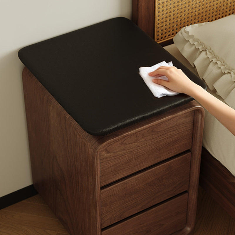 Contemporary Nordic Rectangular Eco-Leather Thickened Multi-Layer Board Nightstand 2/3 Drawer For Bedroom