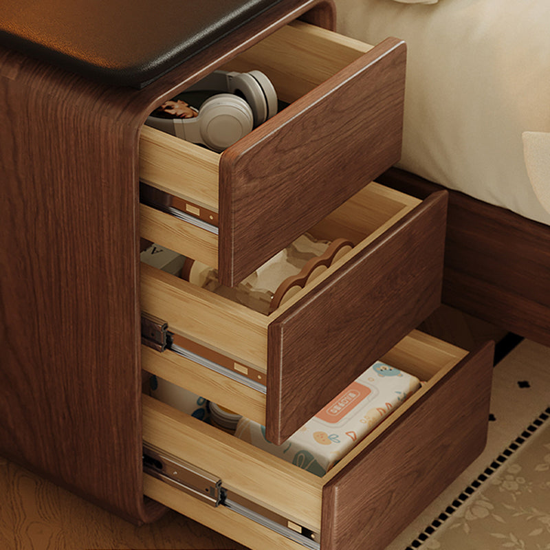 Contemporary Nordic Rectangular Eco-Leather Thickened Multi-Layer Board Nightstand 2/3 Drawer For Bedroom