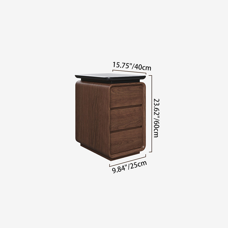 Contemporary Nordic Rectangular Eco-Leather Thickened Multi-Layer Board Nightstand 2/3 Drawer For Bedroom