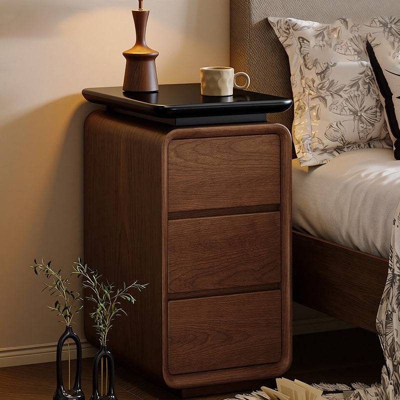 Contemporary Nordic Rectangular Eco-Leather Thickened Multi-Layer Board Nightstand 2/3 Drawer For Bedroom