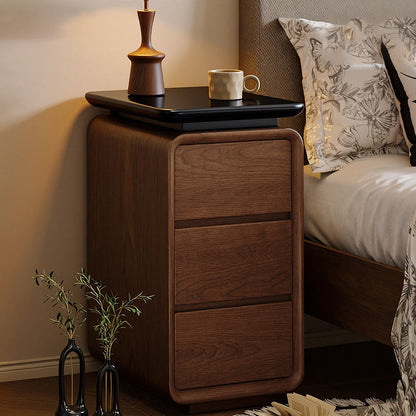 Contemporary Nordic Rectangular Eco-Leather Thickened Multi-Layer Board Nightstand 2/3 Drawer For Bedroom