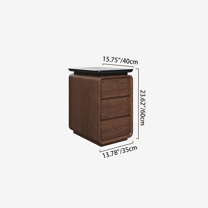 Contemporary Nordic Rectangular Eco-Leather Thickened Multi-Layer Board Nightstand 2/3 Drawer For Bedroom