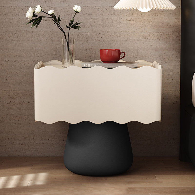 Modern Minimalist Rectangular Cylindrical Solid Wood Multi-layer Solid Wood Board Cat's Paw Leather Nightstand 1 Drawer For Bedroom