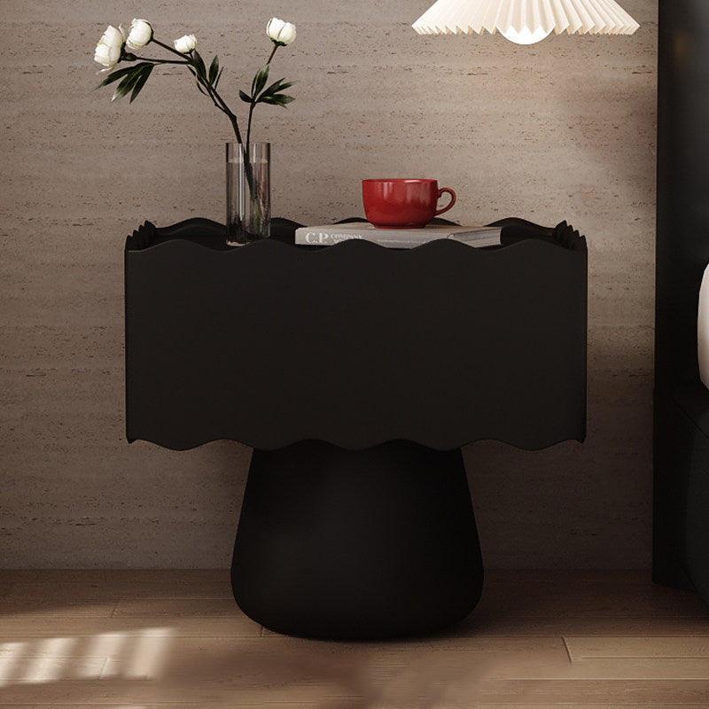 Modern Minimalist Rectangular Cylindrical Solid Wood Multi-layer Solid Wood Board Cat's Paw Leather Nightstand 1 Drawer For Bedroom