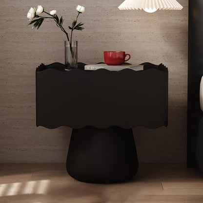 Modern Minimalist Rectangular Cylindrical Solid Wood Multi-layer Solid Wood Board Cat's Paw Leather Nightstand 1 Drawer For Bedroom