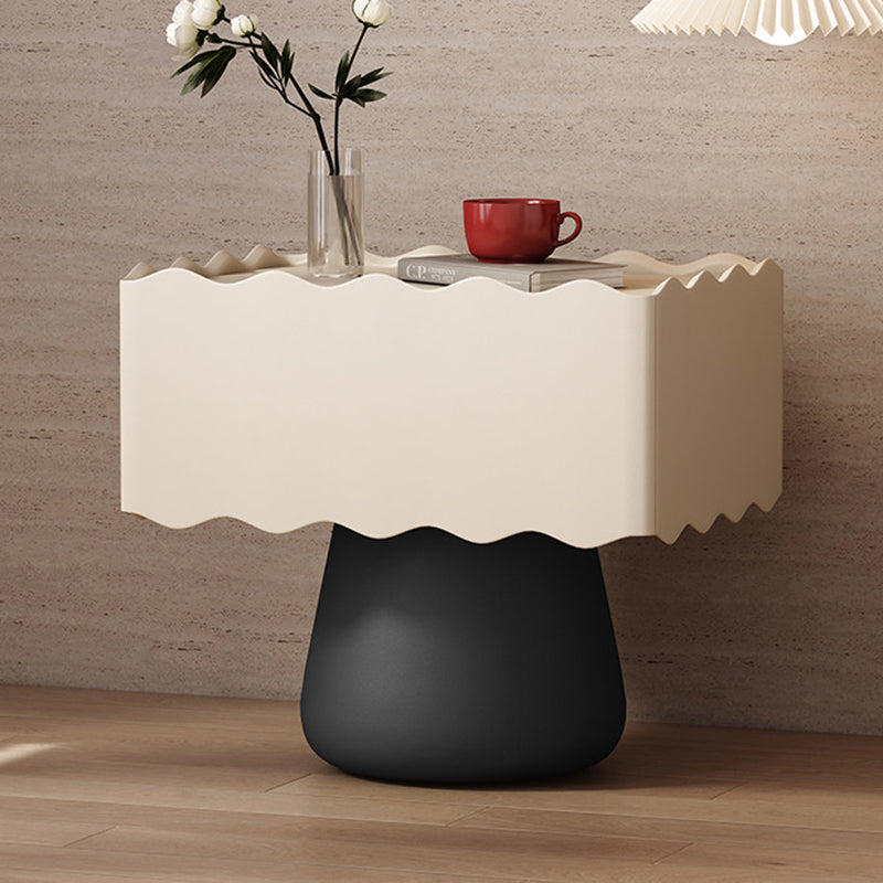 Modern Minimalist Rectangular Cylindrical Solid Wood Multi-layer Solid Wood Board Cat's Paw Leather Nightstand 1 Drawer For Bedroom