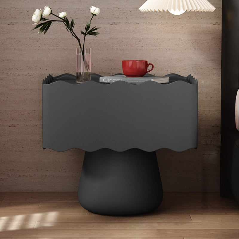 Modern Minimalist Rectangular Cylindrical Solid Wood Multi-layer Solid Wood Board Cat's Paw Leather Nightstand 1 Drawer For Bedroom