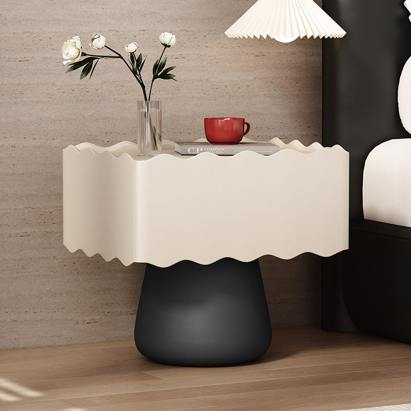 Modern Minimalist Rectangular Cylindrical Solid Wood Multi-layer Solid Wood Board Cat's Paw Leather Nightstand 1 Drawer For Bedroom