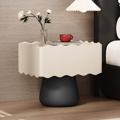 Modern Minimalist Rectangular Cylindrical Solid Wood Multi-layer Solid Wood Board Cat's Paw Leather Nightstand 1 Drawer For Bedroom