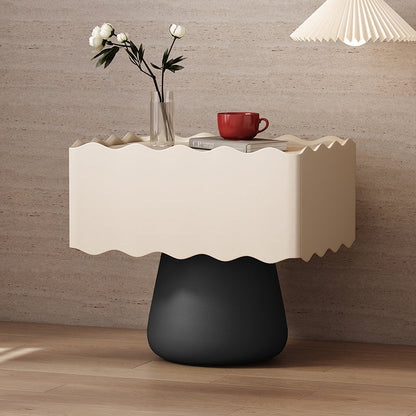 Modern Minimalist Rectangular Cylindrical Solid Wood Multi-layer Solid Wood Board Cat's Paw Leather Nightstand 1 Drawer For Bedroom