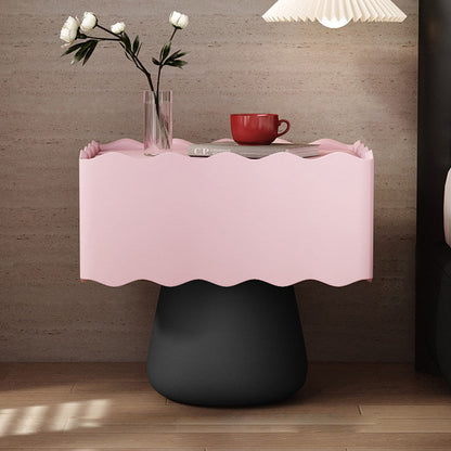 Modern Minimalist Rectangular Cylindrical Solid Wood Multi-layer Solid Wood Board Cat's Paw Leather Nightstand 1 Drawer For Bedroom