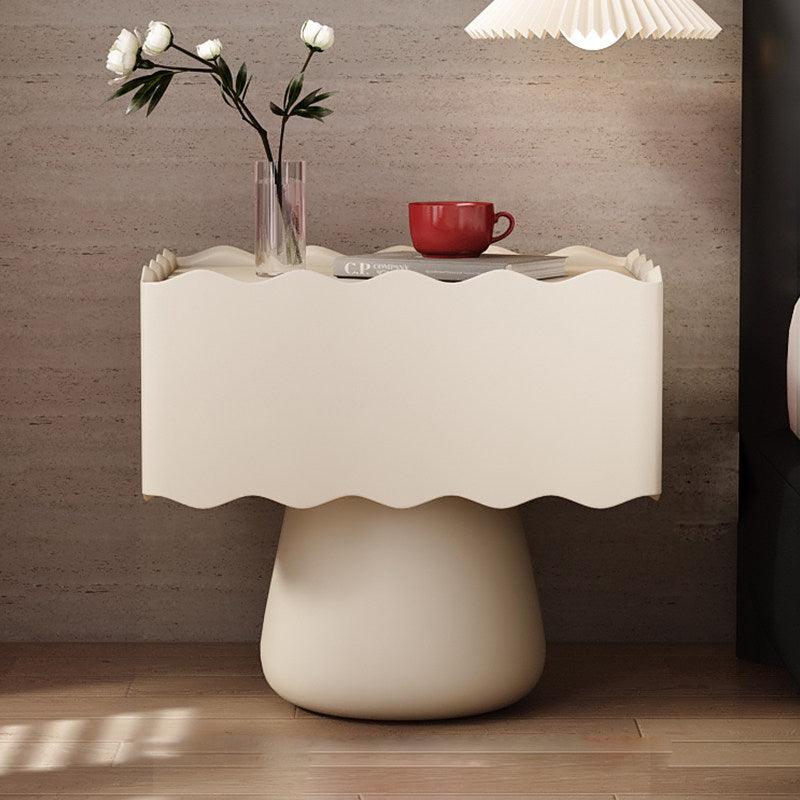 Modern Minimalist Rectangular Cylindrical Solid Wood Multi-layer Solid Wood Board Cat's Paw Leather Nightstand 1 Drawer For Bedroom