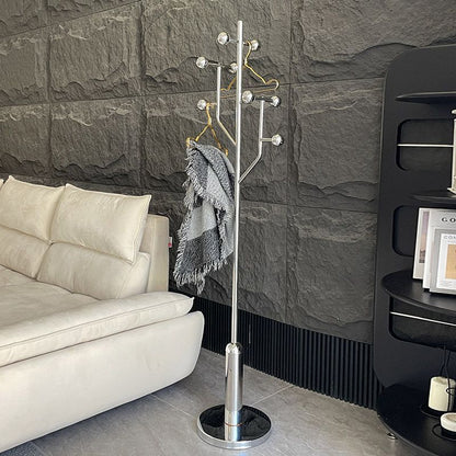 Modern Minimalist Spherical Tree-Shaped Cylindrical Solid Wood Rubberwood Stainless Steel Marble Hall Tree For Bedroom & Entryways