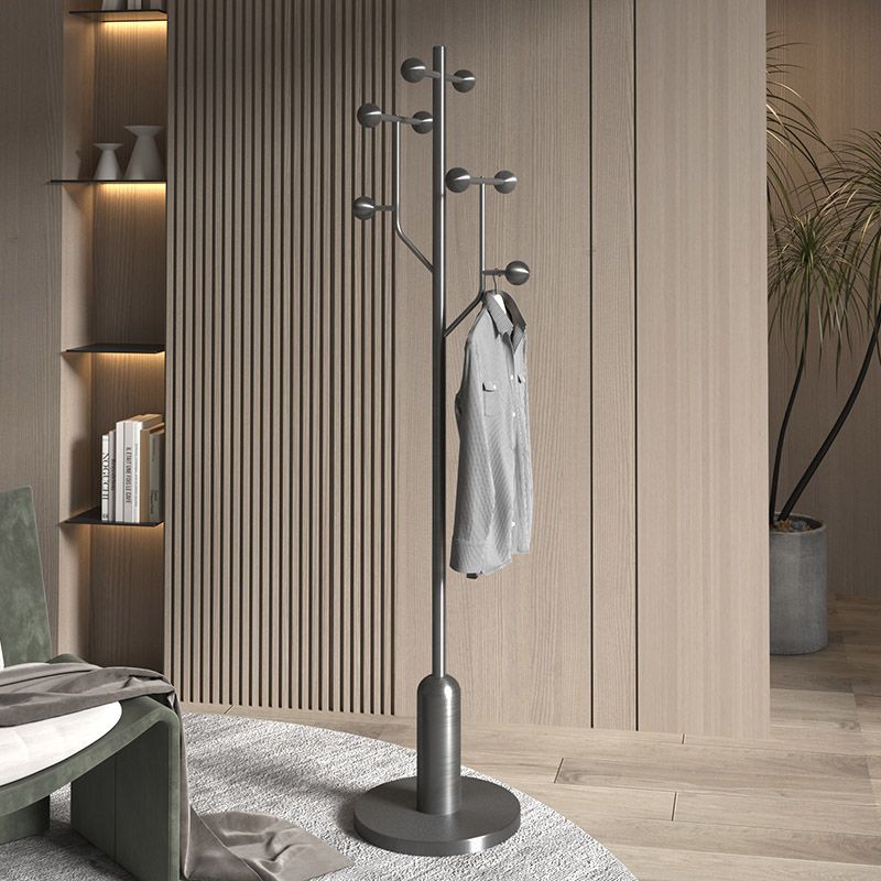 Modern Minimalist Spherical Tree-Shaped Cylindrical Solid Wood Rubberwood Stainless Steel Marble Hall Tree For Bedroom & Entryways