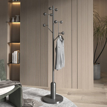 Modern Minimalist Spherical Tree-Shaped Cylindrical Solid Wood Rubberwood Stainless Steel Marble Hall Tree For Bedroom & Entryways