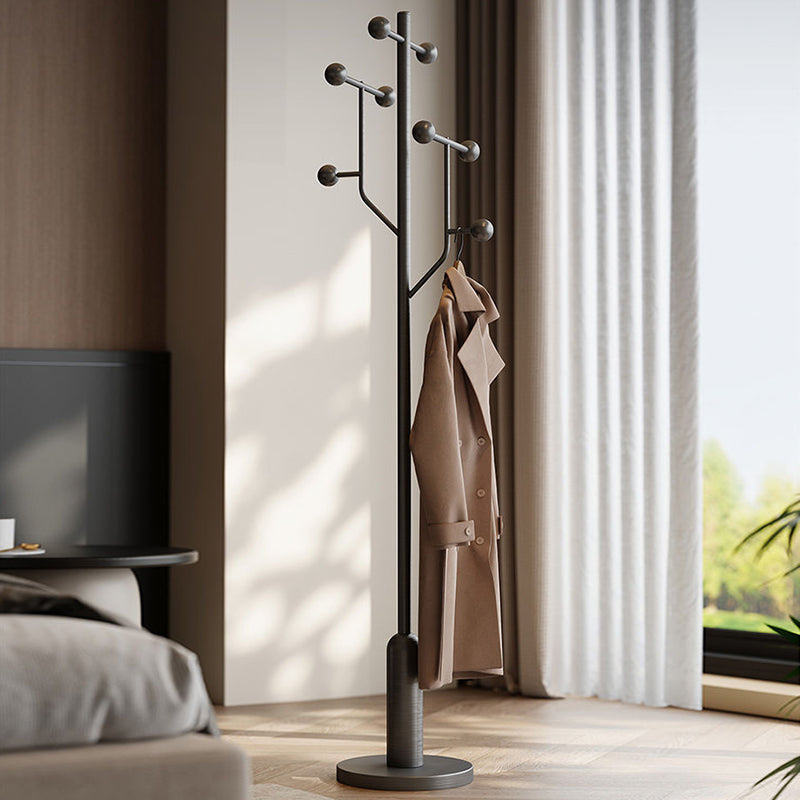 Modern Minimalist Spherical Tree-Shaped Cylindrical Solid Wood Rubberwood Stainless Steel Marble Hall Tree For Bedroom & Entryways