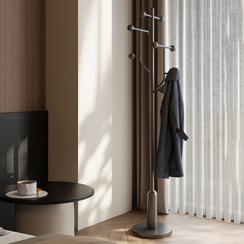 Modern Minimalist Spherical Tree-Shaped Cylindrical Solid Wood Rubberwood Stainless Steel Marble Hall Tree For Bedroom & Entryways