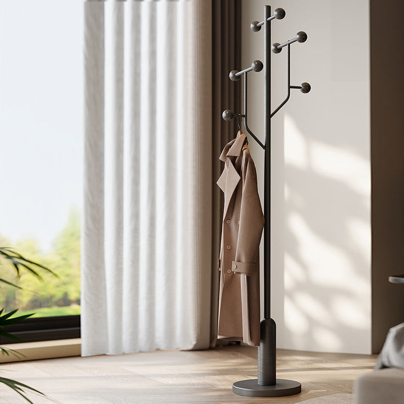 Modern Minimalist Spherical Tree-Shaped Cylindrical Solid Wood Rubberwood Stainless Steel Marble Hall Tree For Bedroom & Entryways