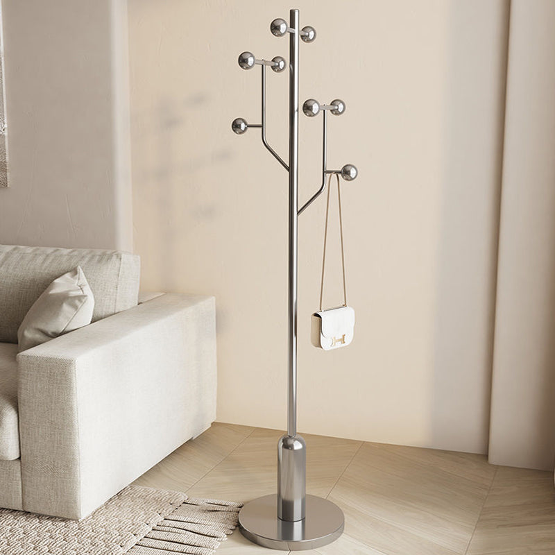 Modern Minimalist Spherical Tree-Shaped Cylindrical Solid Wood Rubberwood Stainless Steel Marble Hall Tree For Bedroom & Entryways