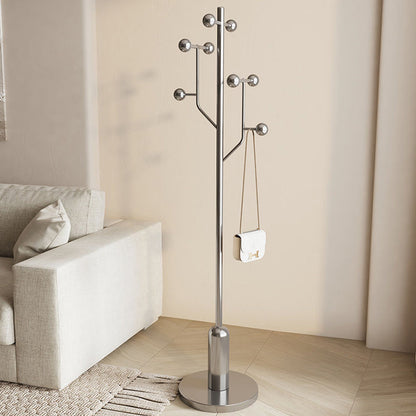 Modern Minimalist Spherical Tree-Shaped Cylindrical Solid Wood Rubberwood Stainless Steel Marble Hall Tree For Bedroom & Entryways