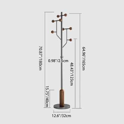 Modern Minimalist Spherical Tree-Shaped Cylindrical Solid Wood Rubberwood Stainless Steel Marble Hall Tree For Bedroom & Entryways