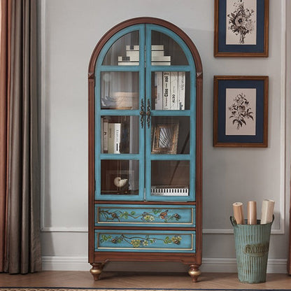 Contemporary Nordic Arched Rectangular Rubberwood Pine Medium Density Fiberboard Storage Cabinet 1-Cabinet For Living Room