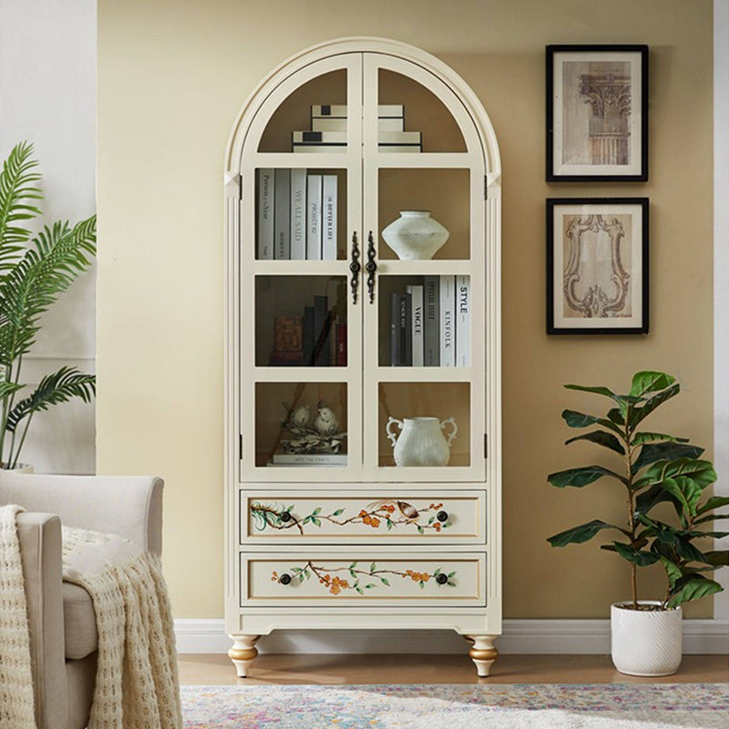 Contemporary Nordic Arched Rectangular Rubberwood Pine Medium Density Fiberboard Storage Cabinet 1-Cabinet For Living Room