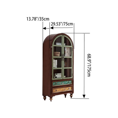 Contemporary Nordic Arched Rectangular Rubberwood Pine Medium Density Fiberboard Storage Cabinet 1-Cabinet For Living Room