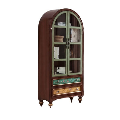 Contemporary Nordic Arched Rectangular Rubberwood Pine Medium Density Fiberboard Storage Cabinet 1-Cabinet For Living Room