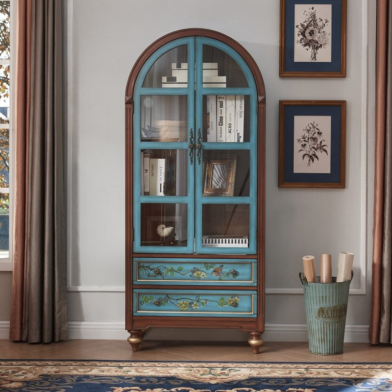 Contemporary Nordic Arched Rectangular Rubberwood Pine Medium Density Fiberboard Storage Cabinet 1-Cabinet For Living Room