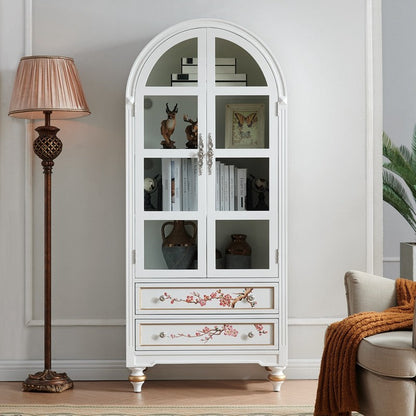 Contemporary Nordic Arched Rectangular Rubberwood Pine Medium Density Fiberboard Storage Cabinet 1-Cabinet For Living Room