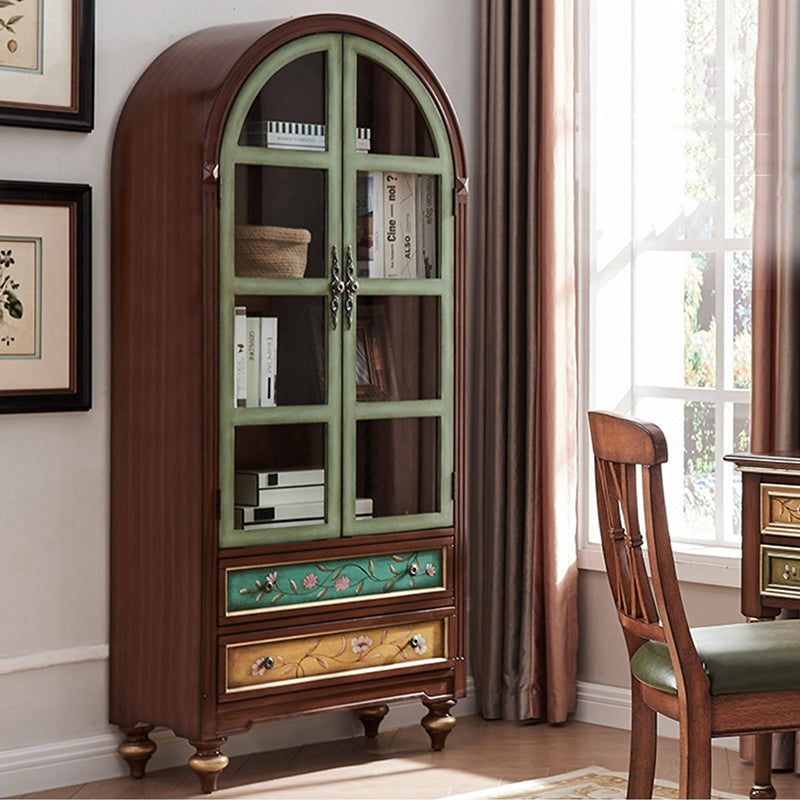 Contemporary Nordic Arched Rectangular Rubberwood Pine Medium Density Fiberboard Storage Cabinet 1-Cabinet For Living Room